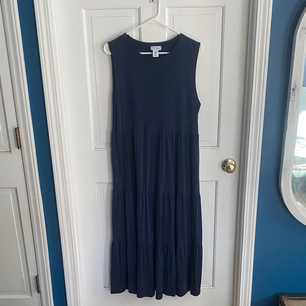 Elegant Navy Sleeveless Maxi Dress